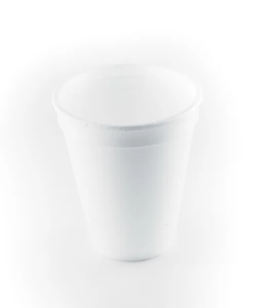 Taza blanca desechable de espuma de poliestireno — Foto de Stock