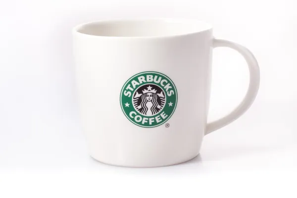 Taça de porcelana branca Starbucks — Fotografia de Stock