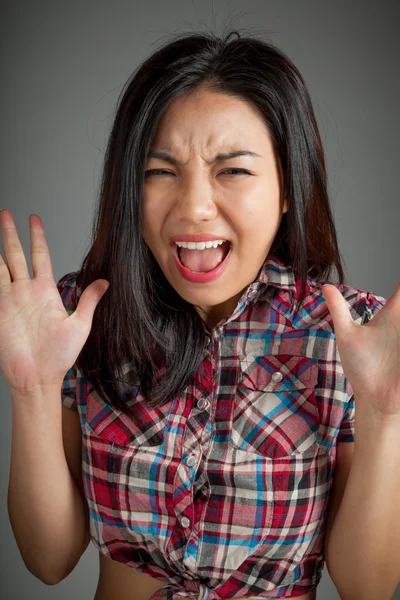 Portrait of sexy asian cowgirl screaming — Stock Photo, Image
