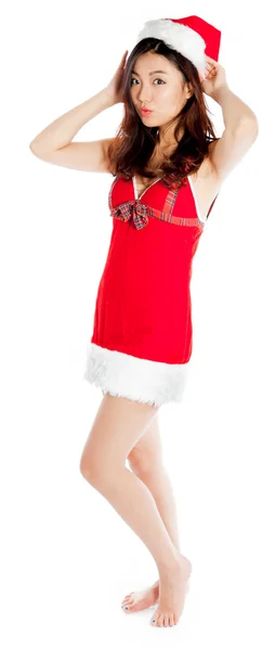 Sexy asian santa claus excited — Stock Photo, Image