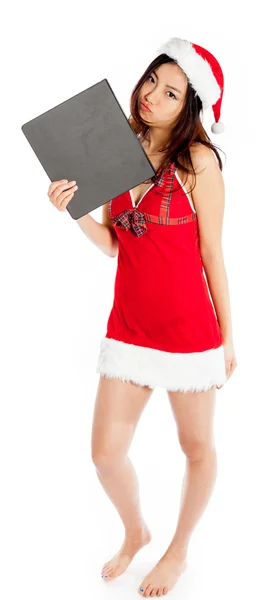 Sexy asian santa claus upset with a binder — Stock Photo, Image