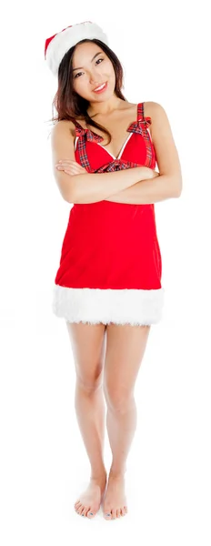 Sexy asiatico Babbo Natale felice — Foto Stock