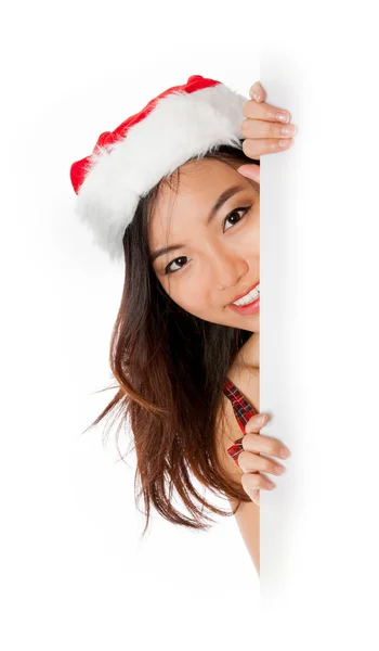 Edge of the page Sexy asian santa claus smiling — Stock Photo, Image