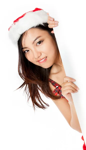 Bordo della pagina Sexy asiatico Babbo Natale mordere labbra — Foto Stock