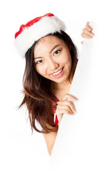 Edge of the page Sexy asian santa claus smiling — Stock Photo, Image