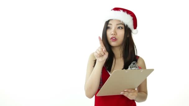 Attraente asiatico Santa ragazza controllo — Video Stock