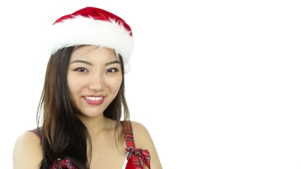 Attractive asian Santa girl — Stock Video