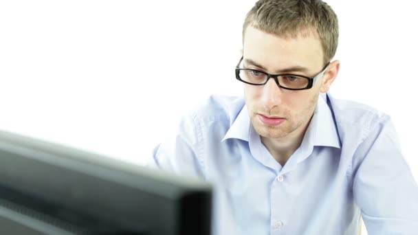 Businessman working on computer — Stock Video