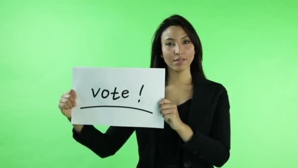 Business woman with election sign — Stock Video