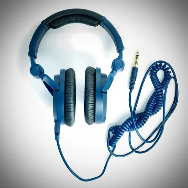 Modrá sluchátka — Stock fotografie