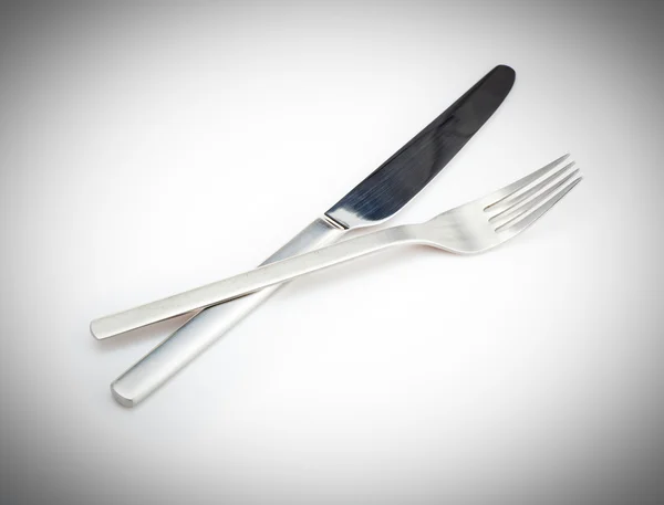 Rostfritt stål gaffel och kniv — Stockfoto