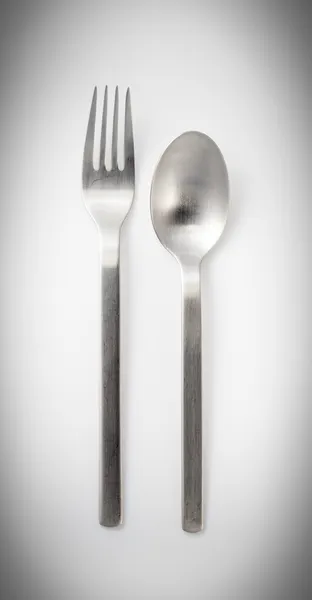 Steel fork and spoon — Stock Photo, Image