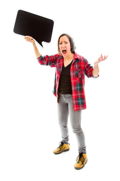 Vrouw met tekstballon — Stockfoto