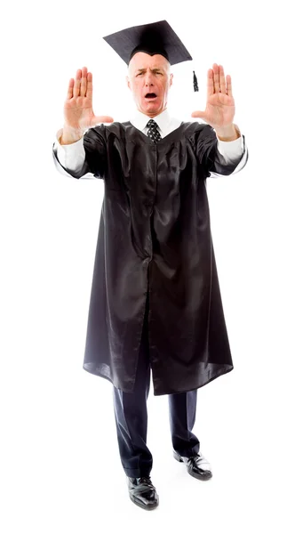 Graduate yelling stop — Stock Photo, Image