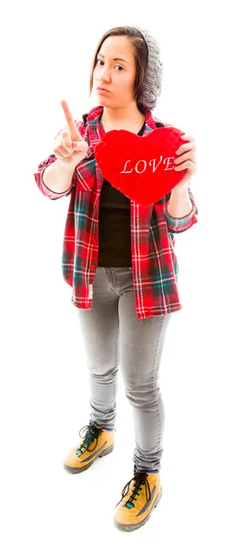 Woman holding heart shape — Stock Photo, Image