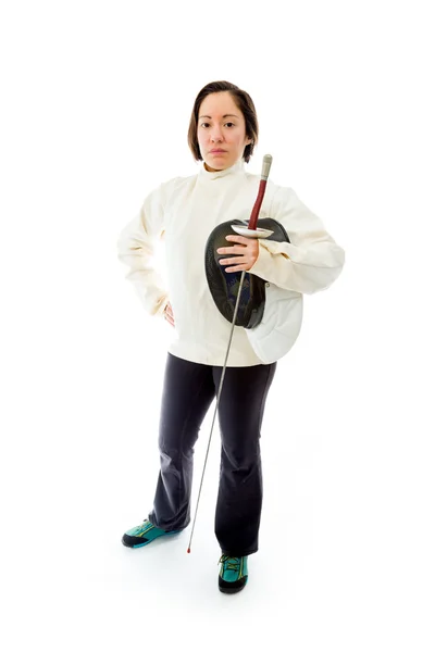 Fencer with hand on hip — Stock Photo, Image