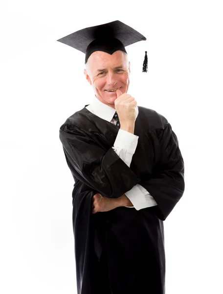 Graduate with finger in mouth — Stock Photo, Image