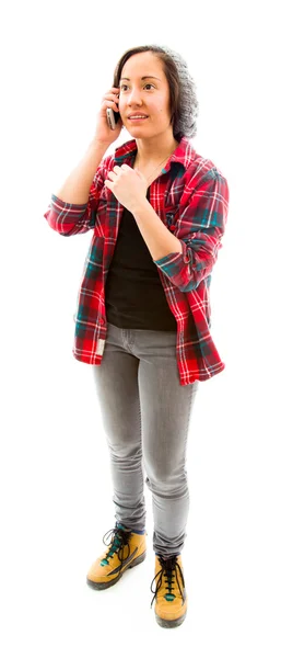 Woman talking on mobile phone — Stock Photo, Image