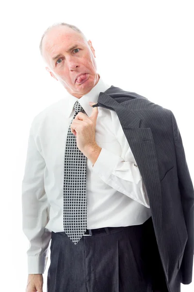 Businessman sticking out tongue — Stock Photo, Image