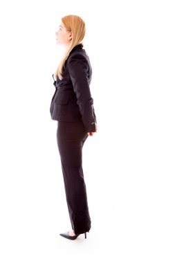 elleri arkasından iş kadını