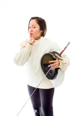 Fencer dudaklarında parmak