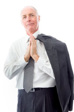 Elleri bağlı bir iş adamı.