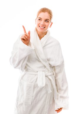 yukarı doğru işaret eden kadın