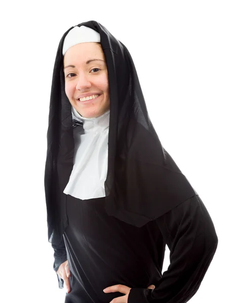 Nun with arms akimbo — Stock Photo, Image