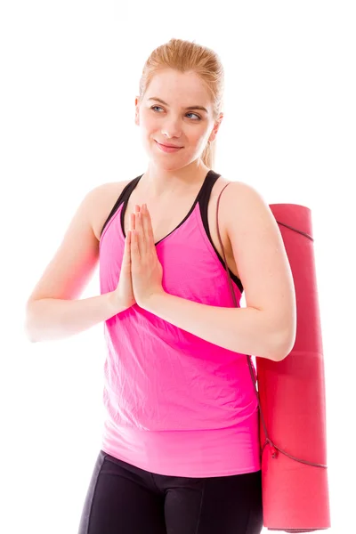 Woman with hands clasped — Stock Photo, Image