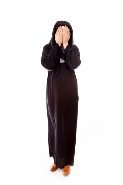 Nunna som täcker ansiktet — Stockfoto