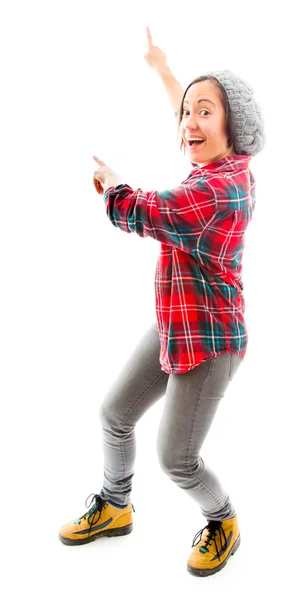 Woman showing something — Stock Photo, Image