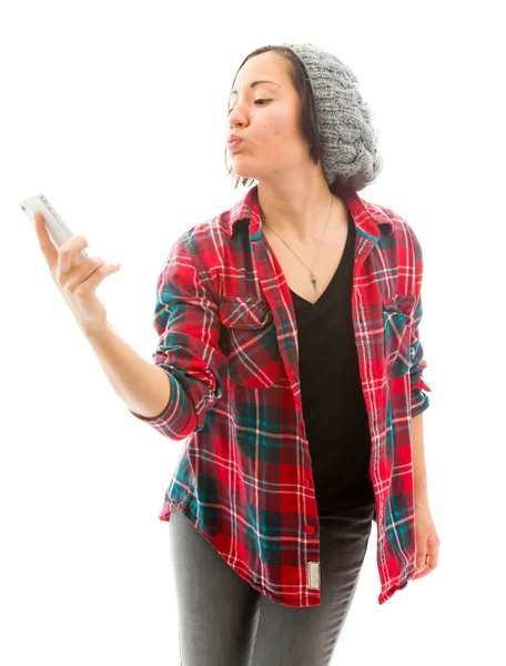 Mujer tomando fotos de sí misma —  Fotos de Stock