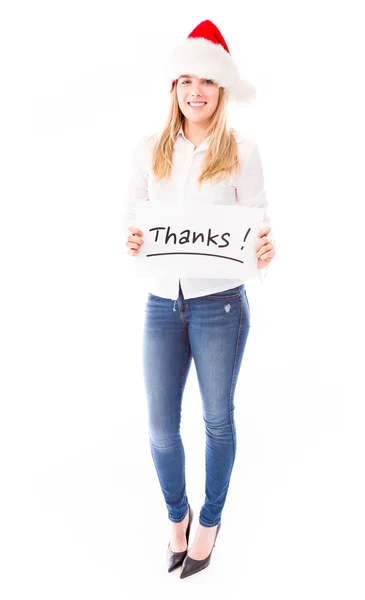 Женщина показывает знак благодарности — стоковое фото