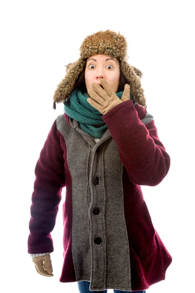 Vrouw kijkt geschokt — Stockfoto