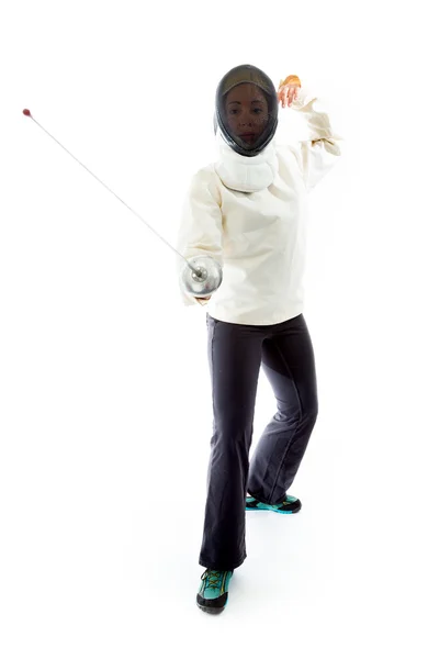Fencer practicing fencing technique — Stock Photo, Image