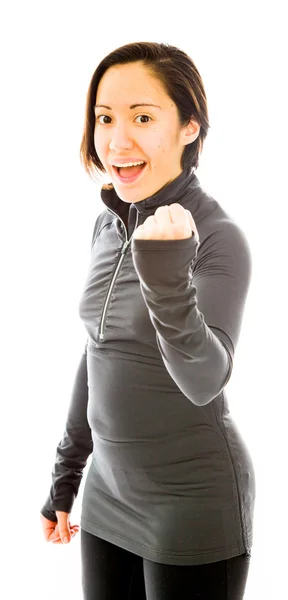 Woman punching the air — Stock Photo, Image