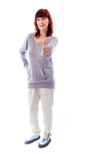 Woman showing thumbs up sign — Stock Photo, Image