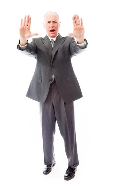 Businessman stopping with hand gesture — Stock Photo, Image