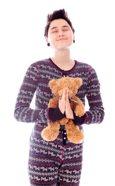 Woman in prayer position — Stock Photo, Image