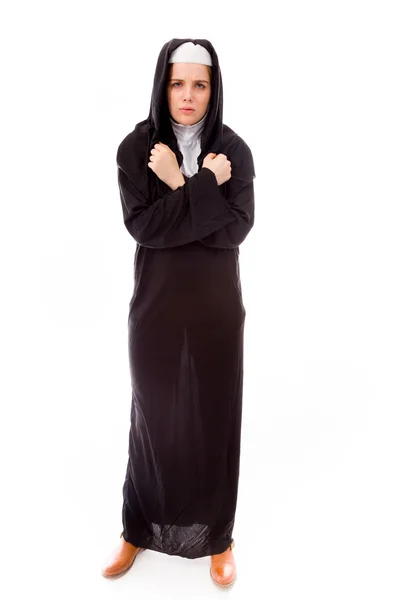 Nun shivering — Stock Photo, Image