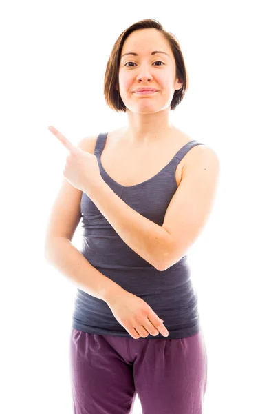 Woman showing something — Stock Photo, Image