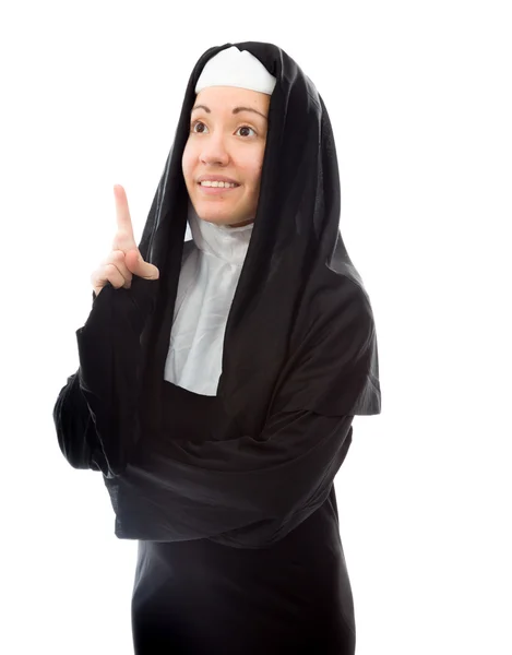 Nun pointing up — Stock Photo, Image