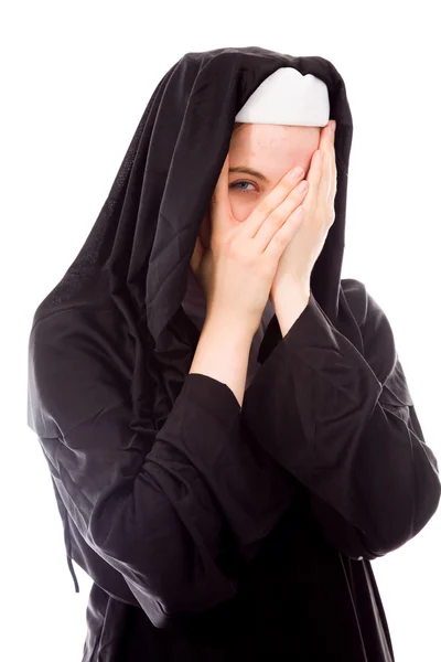 Nun bedekking gezicht — Stockfoto