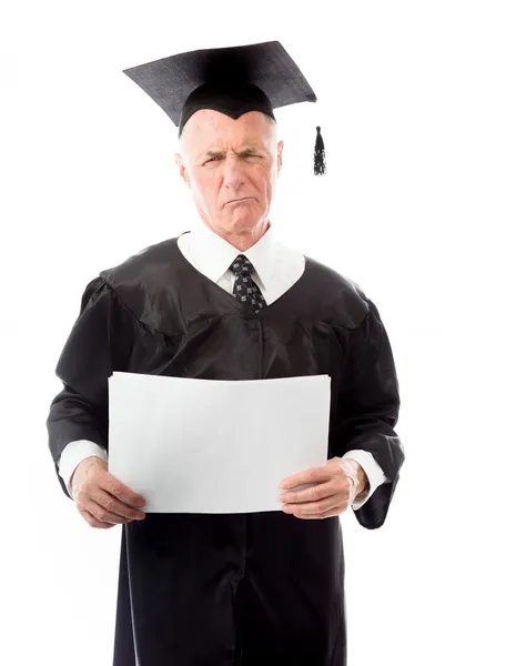 Graduate holding blank of paper — Stock Photo, Image