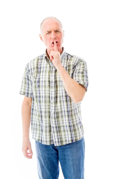 Man met de vinger op de lippen — Stockfoto