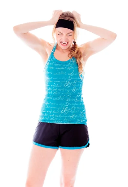 Woman pulling her hair — Stock Photo, Image