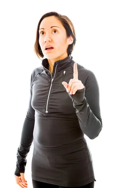 Woman pointing up — Stock Photo, Image