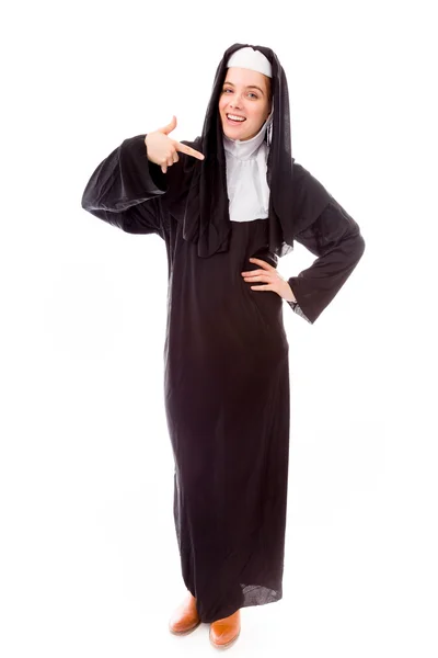 Nun pointing herself — Stock Photo, Image