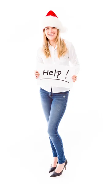 Woman showing help sign — Stock Photo, Image