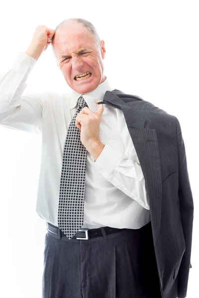 Businessman pulling his hair — Stock Photo, Image